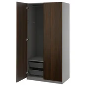 PAX/STORKLINTA Garderobni sestav, temno siva/temno rjava imitacija luženega hrasta, 100x60x201 cm