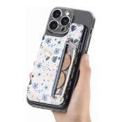 Kožni novcanik za telefon flower, Plavi