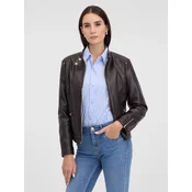 Dark brown womens faux leather jacket ORSAY - Womens