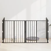 Vrata za pse 4 pcs Crna 80 x 80 cm Cinkani celik