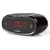 Nedis digitalna budilka z radiem/ prikazovalnik LED/ AM/ FM/ funkcija dremeža/ časovnik izklopa/ 2 alarma/ črna