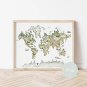 Its a moms world Edukativni poster za decu bez rama Montessori Mapa A3, 3D