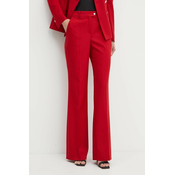 Vunene hlače BOSS boja: crvena, široke, visoki struk, 50521150