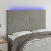 Vidaxl vidaXL Vzglavje postelje z LED svetlo sivo 144x5x118/128 cm žamet