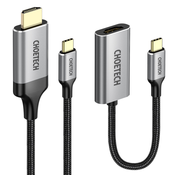 Choetech HUB-H12 HUB USB-C/HDMI 2.0 4K@60Hz gray + USB-C/HDMI 4K@60Hz CH0021 Cable 2m gray