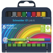 Set fineliner flomastera Schneider - Link-It, 8 boja, u kutiji sa stalkom