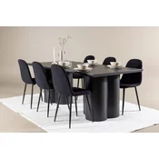 Venture Design Jedilna miza in stol komplet Olivia in Polar 210x100x77 cm črna