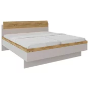 Dieter Knoll POSTELJA 180 cm x 200 cm , les, leseni material barve hrasta, svetlo siva