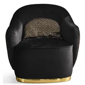 Casa Padrino luxury designer armchair black/gold 85 x 80 x H. 85 cm - Living room armchair - Hotel armchair - Living room furniture - Luxury furniture - Luxury living room furnishings