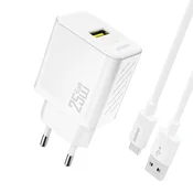 Dudao DUDAO 25W GAN USB-A STENSKI POLNILEC S KABLOM USB-A NA USB-C ZA TELEFONE, (5000259929)