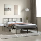 Vidaxl Kovinski posteljni okvir z vzglavjem črn 140x200 cm