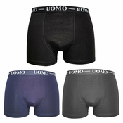 3-PACK enobarvne moške boksarice Uomo