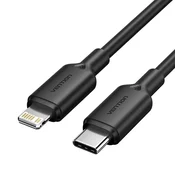 VN1 USB-C v Lightning kabel, 3A, 480Mbps, 1m, črn
