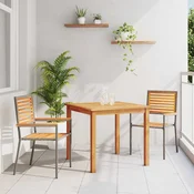 Vrtni set za objed 3 pcs Siva Cvrsto drvo akacije