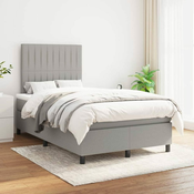 Greatstore Box spring postelja z vzmetnico svetlo siva 120x200 cm blago