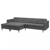 LANDSKRONA Sofa 4-sed i lenjivci, Gunnared tamnosiva/drvo