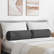 vidaXL Blazine 2 pcs Temno siva O 25 x 70 cm Žametna tkanina