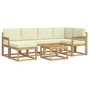 Set vanjskih sofa 7 pcs Bijela i krem Cvrsto drvo akacije