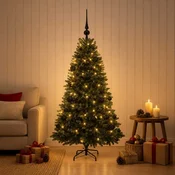 Umjetno božično drevo z okrasnimi kroglami 150 cm 150 LED