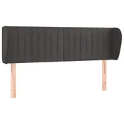 Vidaxl Vzglavje z ušesi temno sivo 147x23x78/88 cm žamet