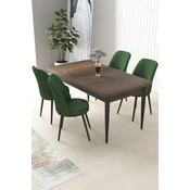 Hanah Home Set Trpezarijski sto i 4 stolice Nil, Zeleno-braon