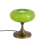 Retro namizna svetilka temna bronasta z zelenim steklenim senčnikom 31 cm - Glaze