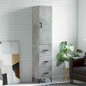Greatstore Visoka omara betonsko siva 34,5x34x180 cm inženirski les