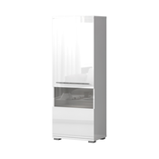 JELA VITRINA V60V-1KS/PN - kolekcija Piano - Bela lak/Kristalno Bela HG Lak - 60x161x40 cm