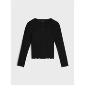 Sinsay - Rebrasta bluza sa dugmadima - crno