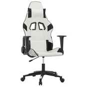 Vidaxl Gaming stol bela in črna umetno usnje