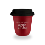 shumee 150 ml rdeč vrček Rad bi se pogovarjal, ampak ne s tabo, s črnim pokrovom