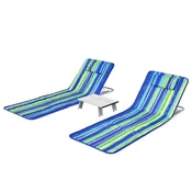 COSTWAY Komplet ležalnikov za plažo 2 kosa Podloge za plažo z mizo, (5000035032)