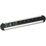 Bachmann Electric Letva s utičnicama sa zaštitom od prenapona 6-struka aluminij, crna sa zaštitnim kontaktom