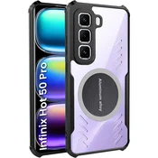 GS Ovitek za Infinix Hot 50 Pro 4G, z magnetno ploščo, prozoren / črn