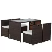 Homestar Vrtni garnitura 5-delni sedežni komplet 120x69x775 cm rjav