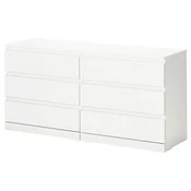 LILLBERGET Predalnik s 6 predali, bela, 140x43x68 cm