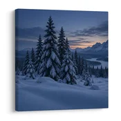 Slika tiha zasnežena panorama gora - 50x50
