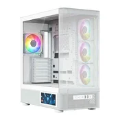 Modecom MODECOM Volcano AQ400 ARGB PC ohišje - Midi Tower, bela, s steklom