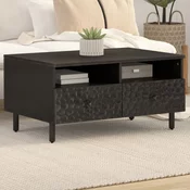 vidaXL Klubska mizica črna 80x54x40 cm trden mangov les