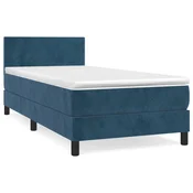 Vidaxl Box spring postelja z vzmetnico temno modra 80x200 cm žamet