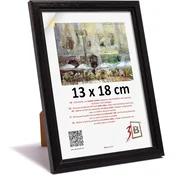 Nikcorp Leseni okvir za fotografije 13x18 cm vintage črn Ayous Abachi, akrilno steklo pleksi, MDF zadnja plošča, stojalo za postavitev ali obešanje na steno, ozek profil 13 mm