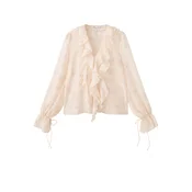 MANGO Bluza LAILA pastelno zelena / rosé / temno roza