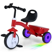 Costway Otroški tricikel z osvetljenimi kolesi in 4-stopenjsko nastavljivim sedežem