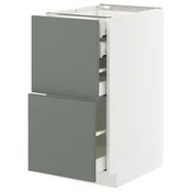 METOD / MAXIMERA Pod.orm.2front/2dnj/1srd/1vis.fiok, bela/Nickebo mat sivozelena, 40x60 cm