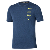 Mizuno CORE RUN SHORT SLEEVE TEE, moška tekaška majica, modra J2GAD008