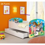 Djecji krevet ACMA s motivom + ladica 160x80 cm 34 Farm