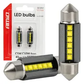 AMIO LED žarnice CANBUS 41MM 2525 6SMD bele 12V 24V -05009