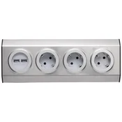home Strujni razdjeljnik sa 3 uticnice + USB, INOX - KNV 03/USB