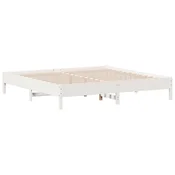 Vidaxl Posteljni okvir brez vzmetnice bel 180x200 cm trdna borovina