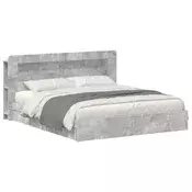 Okvir kreveta s pohranom s ladicama Betonska siva 200 x 200 cm